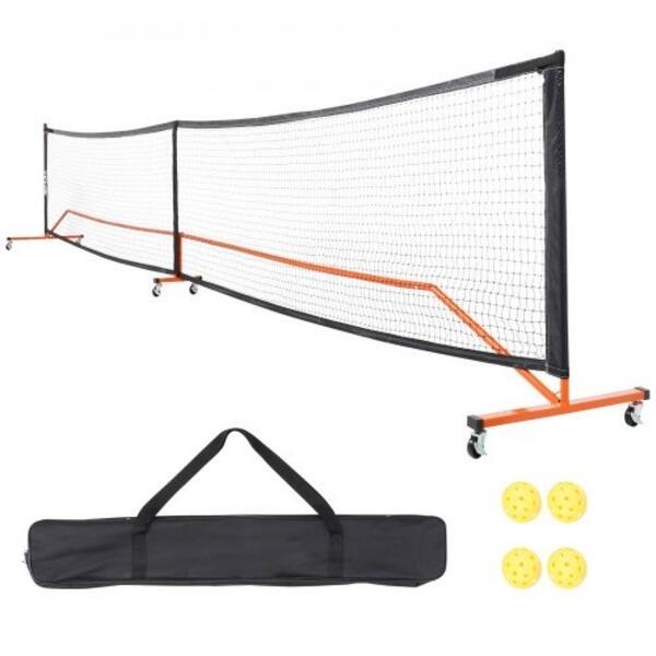 slide 2 of 12, Red Steel and Fiberglass Volleyball Net, 14ft Wide, Adjustable Height, Portable and Weather-Resistant Orange