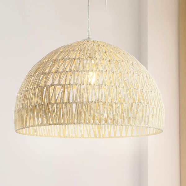 slide 2 of 31, Jigu 1-Light Bohemian Modern Woven Rattan/Iron LED Pendant, by JONATHAN Y Cream