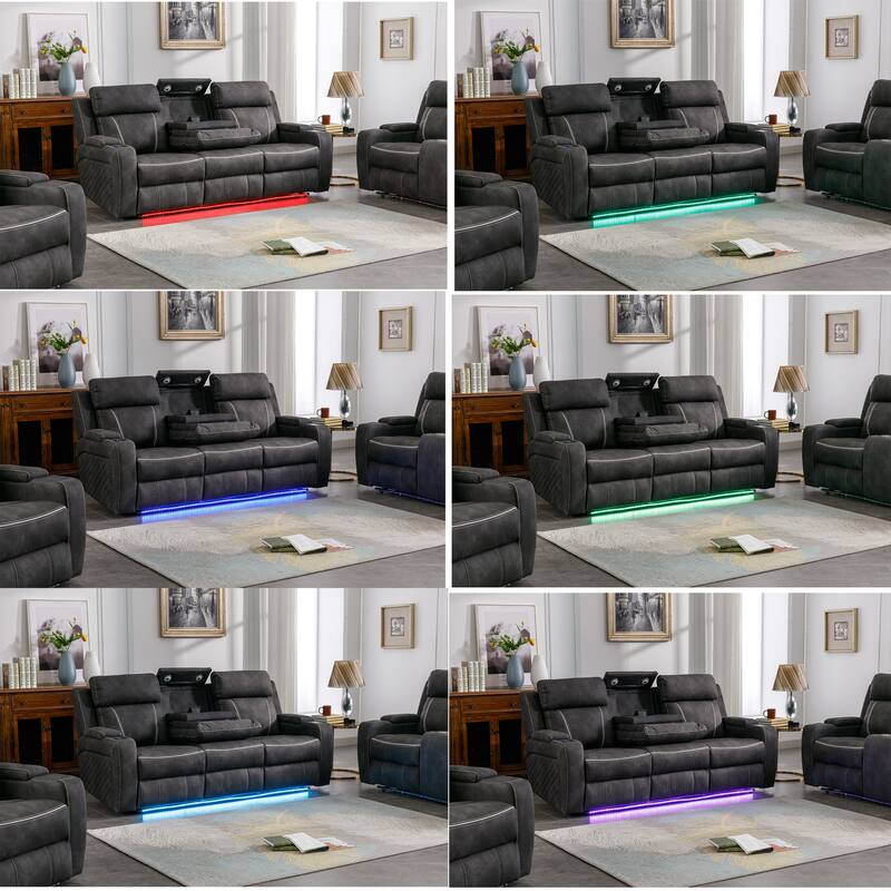 Contemporary Multi Piece Plush Velvet-Like Upholstered Living Room Sofa Set