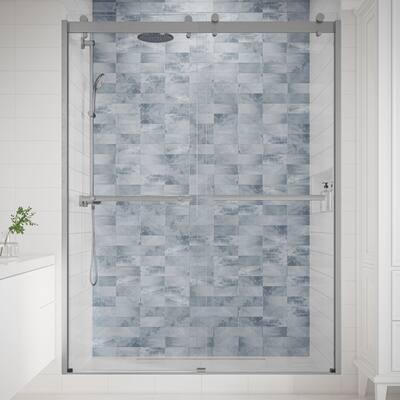 Seawin Mara Frameless ByPass Sliding Glass Shower Door 56 - 60 in. W x 78 in. H 3/8 in. (10 mm) Thick Clear Tempered Glass