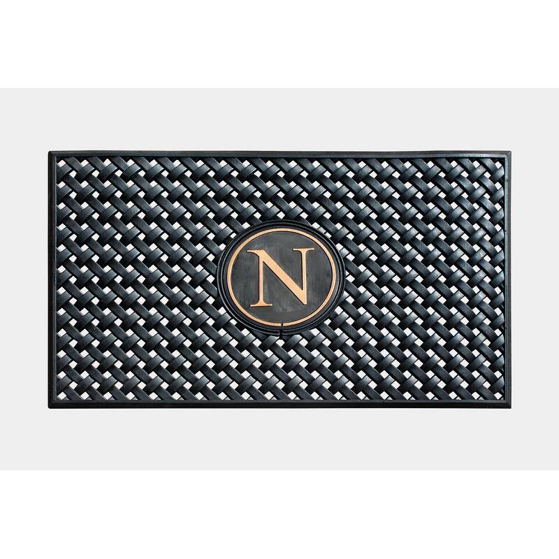 A1HC 100% Pure Rubber Monogrammed Front Door Mat 24" x39" Indoor Outdoor Doormat - N