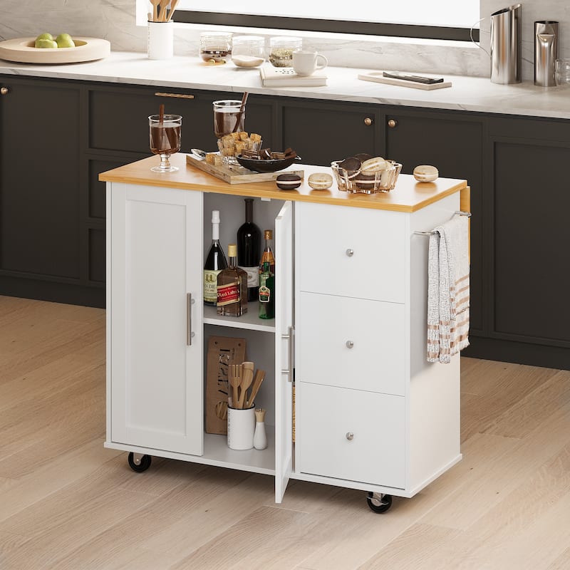 Futzca Kitchen Island Cart with Counter Space