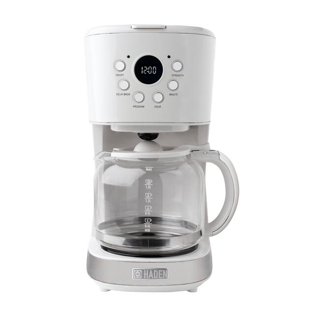 Haden 12-Cup Programmable Coffee Maker with Strength Control and Timer - Ivory