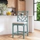preview thumbnail 38 of 67, Natural Rattan Handmade Chippendale Cushioned Bar Stool by East at Main Seafoam-Green - Counter Height