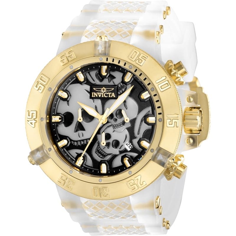 Invicta Men's 37328 Subaqua Quartz Chronograph Black, White, Gold Dial Watch - Black