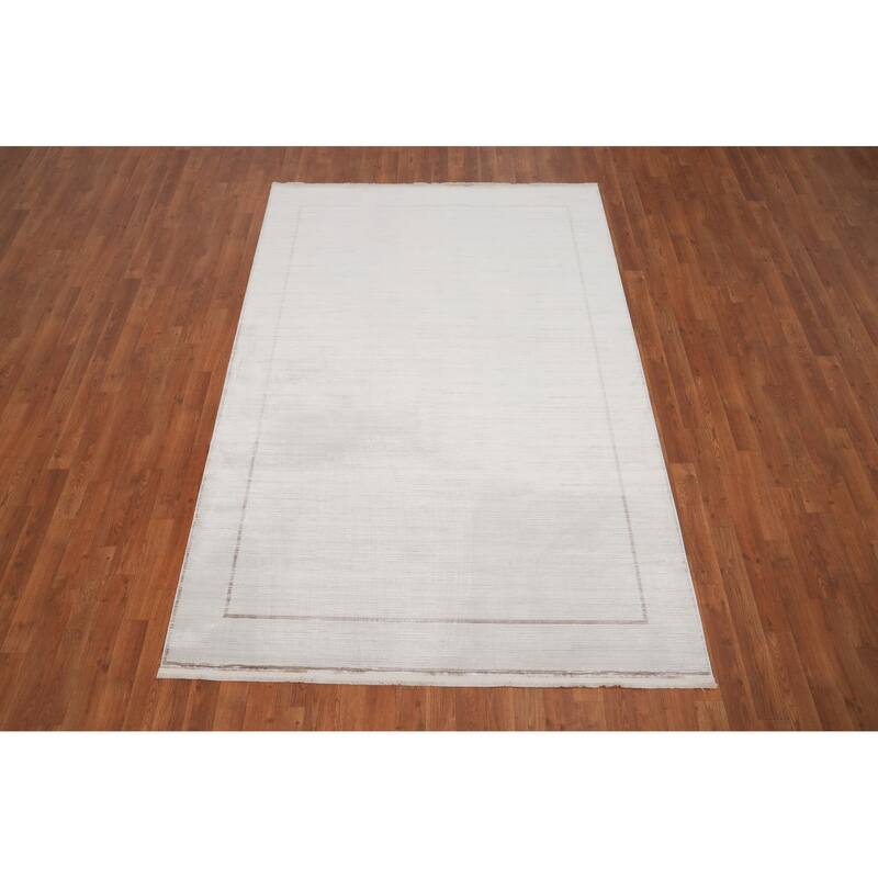 Machine Made Oriental Polyester Carpet Modern Geometric Beige & Ivories Modern Area Rug - 7' 8'' X 5' 2''