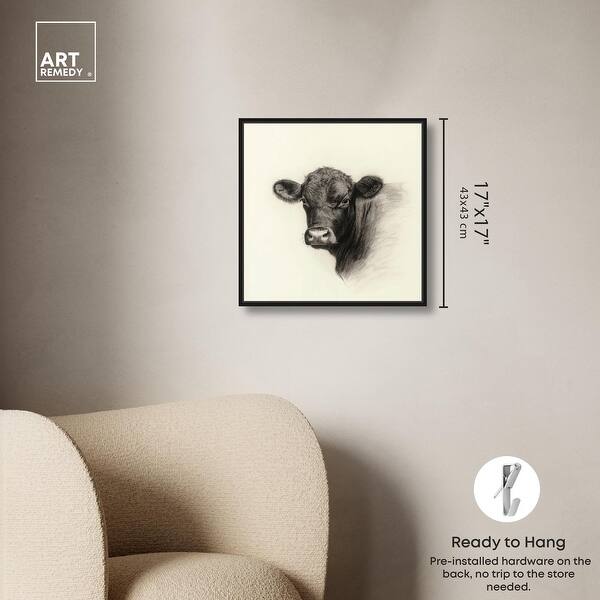 dimension image slide 17 of 24, Darkness in Detail of Cow Canvas Animal Art Prints by Art Remedy