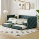 preview thumbnail 1 of 37, Velvet Tufted Daybed with Trundle, Rivet Design, Twin Size Green - Twin