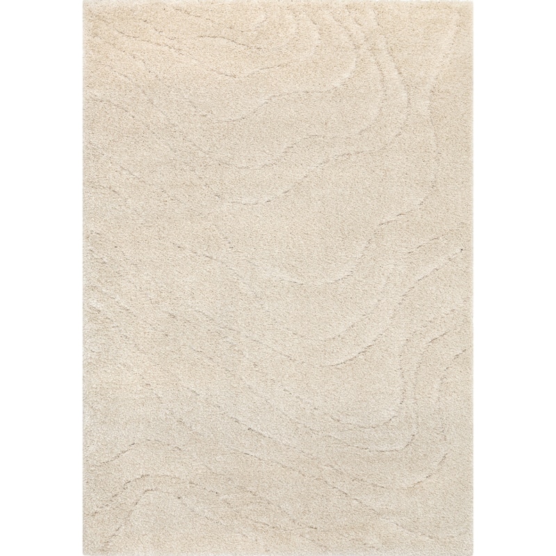 Richmond Collection - Cream Carved Swirl Super Plush Wool Area Rug