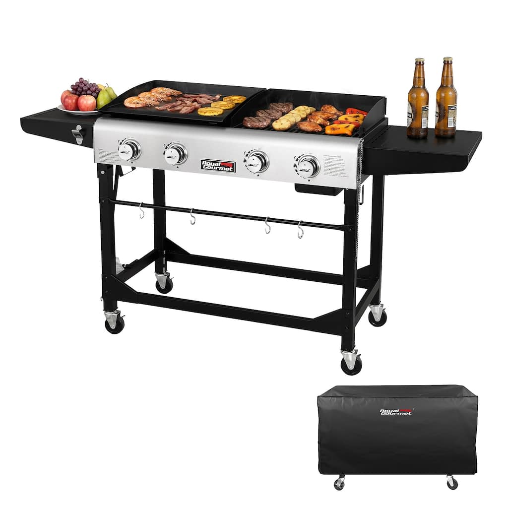 Royal Gourmet 4-Burner Portable Grill and Griddle Combo with Cover