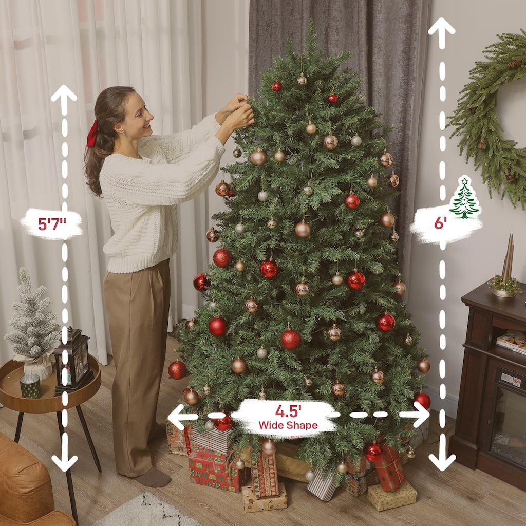 HOMCOM 6ft Smart Prelit Xmas Tree: Full-Spectrum RGB, App/Remote, Hinged, Easy Assembly, Green