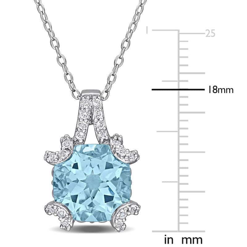 Miadora 6ct TGW Sky Blue Topaz and White Topaz Necklace in in Sterling Silver