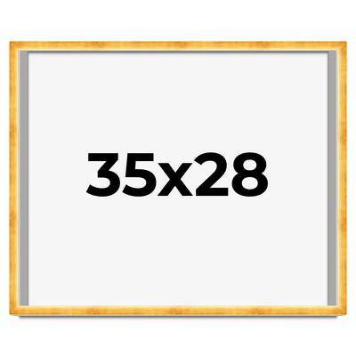 35x28 Shadow Box Frame Gold | 1.625 Inches Deep Real Wood Traditional