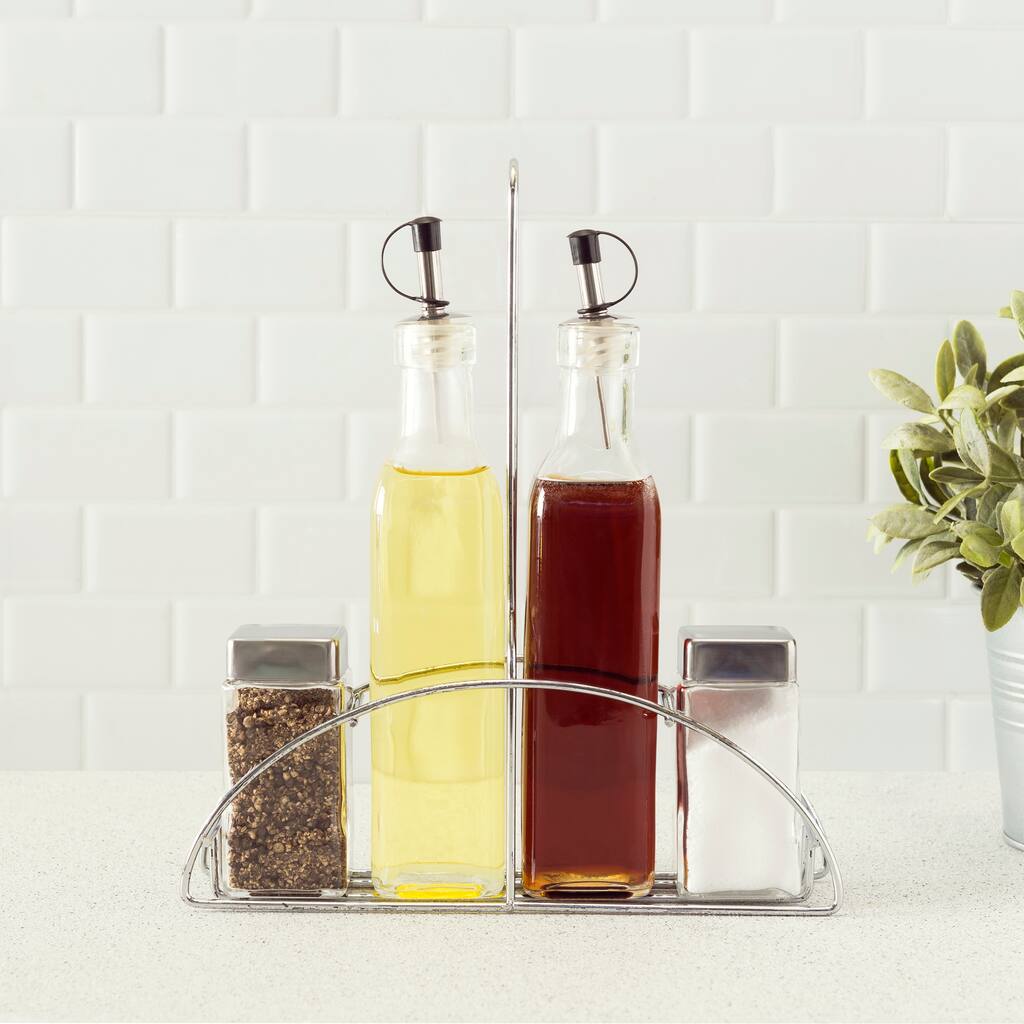 4 Piece Cruet Set with Stand