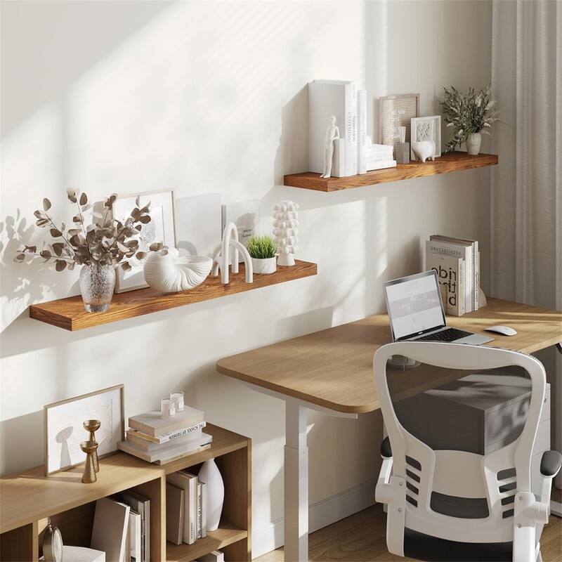 Floating Shelves40 in W x 8in D Wall Mounted Wooden Shelves with Invisible Brackets Set of 2 - 7"D x 40"W x 2"H