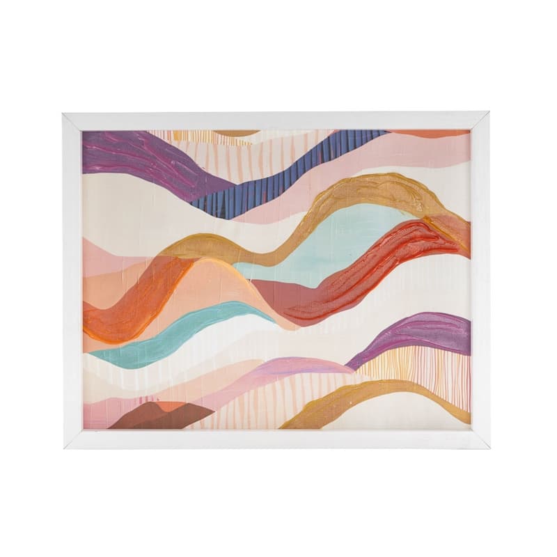 Canvas Abstract Wavy Framed Wall Art with White Frame - Multi Colored - Roche River Decor - White - 11 x 13