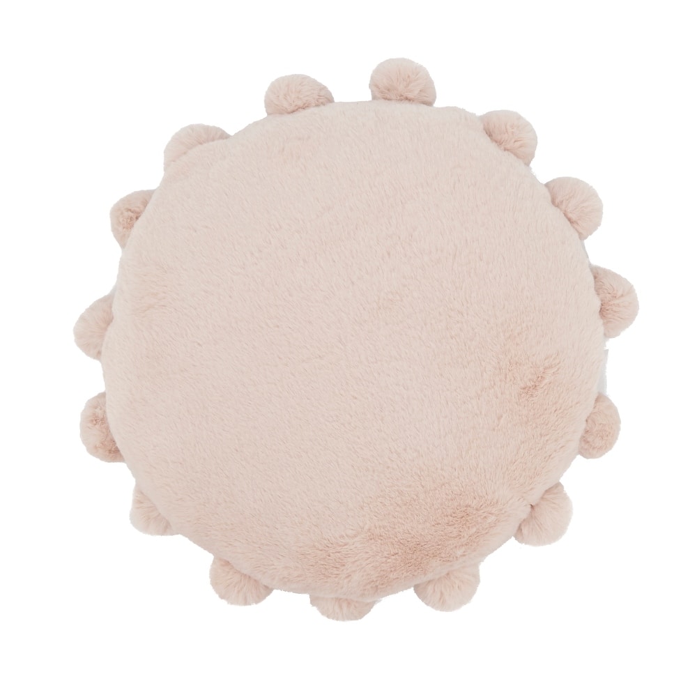 Posh Faux Bunny Fur Pom Pom Poly Filled Throw Pillow