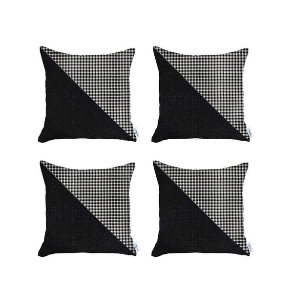 Set Of 4 Black And White Houndstooth Pillow Covers Set Of 4 Black And White Houndstooth Pillow Covers