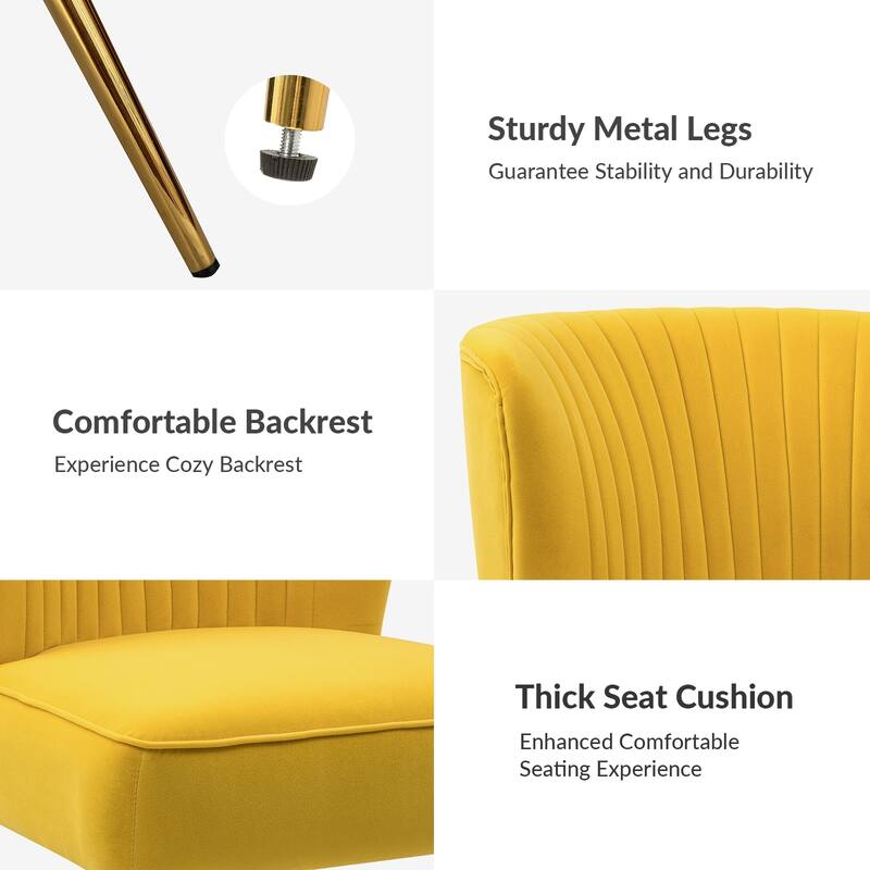 Monica 22''W Upholstered Modern Tufted Accent Side Chair with Gold Legs by HULALA HOME