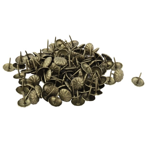Household Metal Flower Pattern Upholstery Tack Nail Bronze Tone 11 x 13mm 100pcs