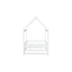 preview thumbnail 9 of 9, Twin Size Wooden Floor Bed with Roof Frame and Safety Guardrails, White