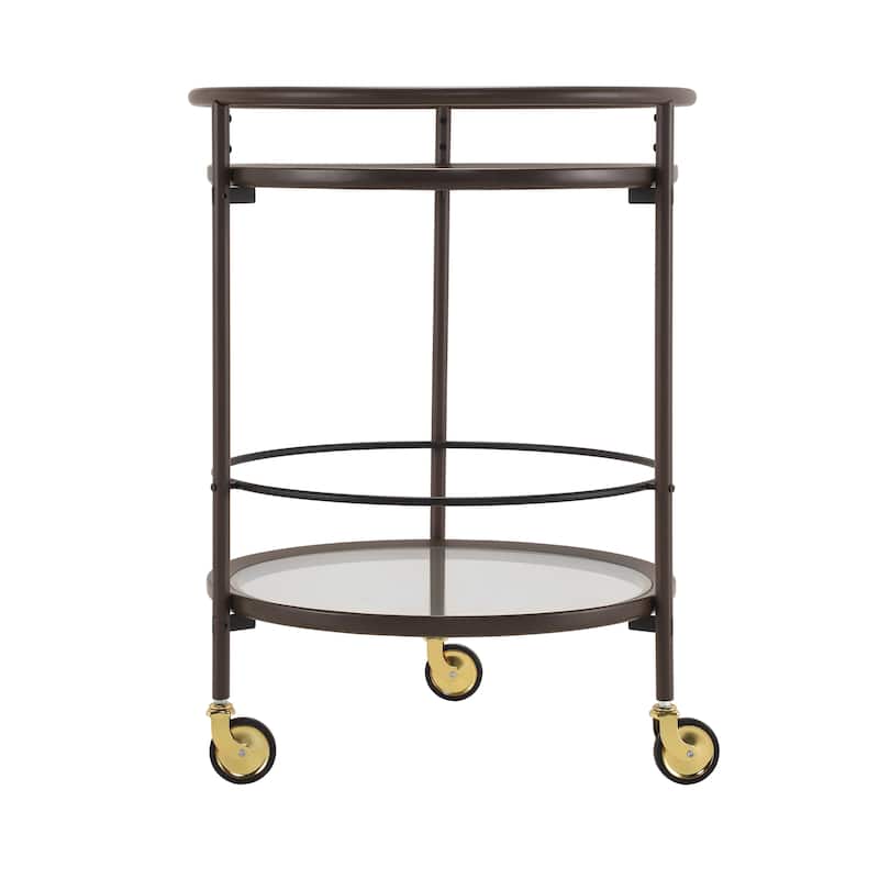 Christopher Knight Home - Aurelia Modern Round Bar Cart with Tempered Glass Shelves