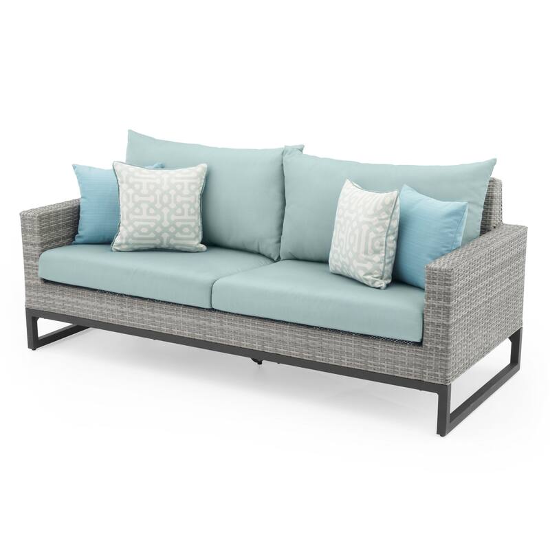 Milo Gray 7 Piece Sunbrella Outdoor Patio Deep Seating Set with Table