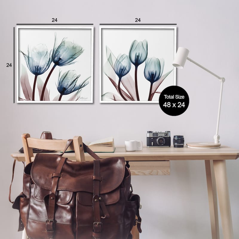 Stupell Vibrant Blue Tulips Framed Giclee Art Design By Albert Koetsier (Set of 2)