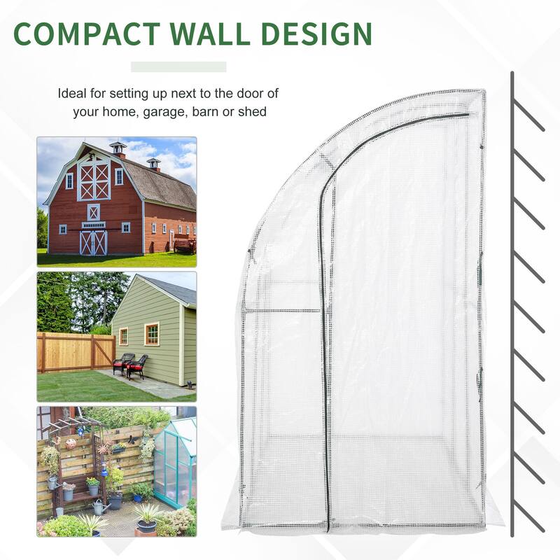 Outsunny Walk-In Space-Saving Mini Greenhouse for Outdoors with Strong Reinforced PE Cover, Pop-Up Greenhouse Tent White