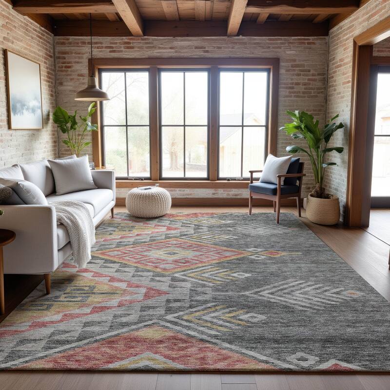 Premium Washable Super Soft Boho Tribal Mayfield Rug - Gray - 2'6" x 3'10"