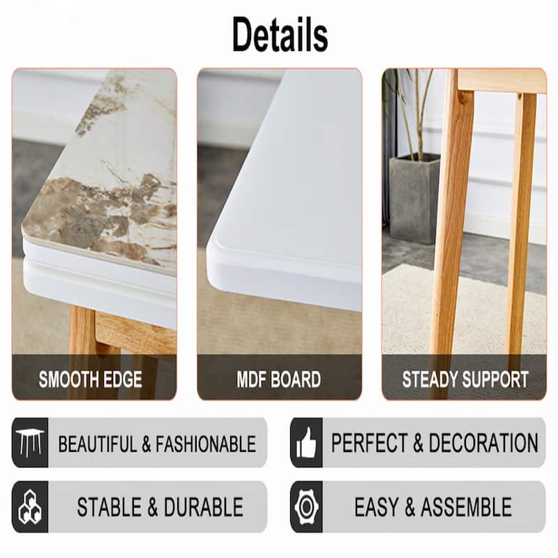 sintered stone tabletop with wooden legs