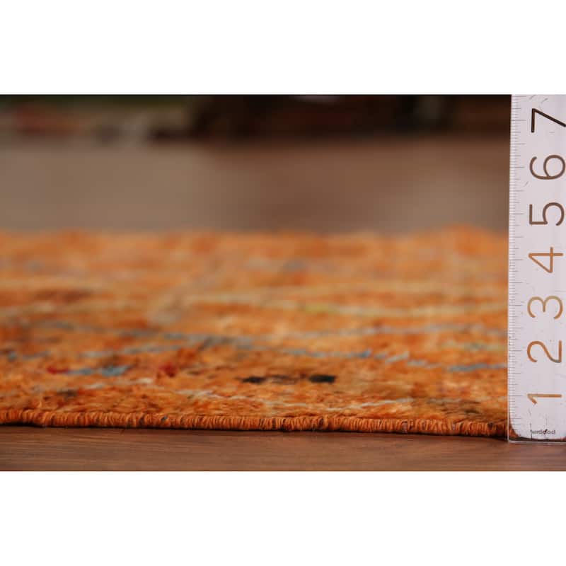 Orange Moroccan Runner Rug Handmade Hallway Wool Carpet - 3'2" x 9'9"