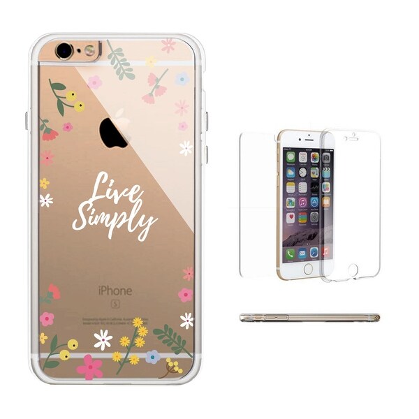 360° Protection Live Simply Floral Clear Phone Case Transparent iPhone Cover