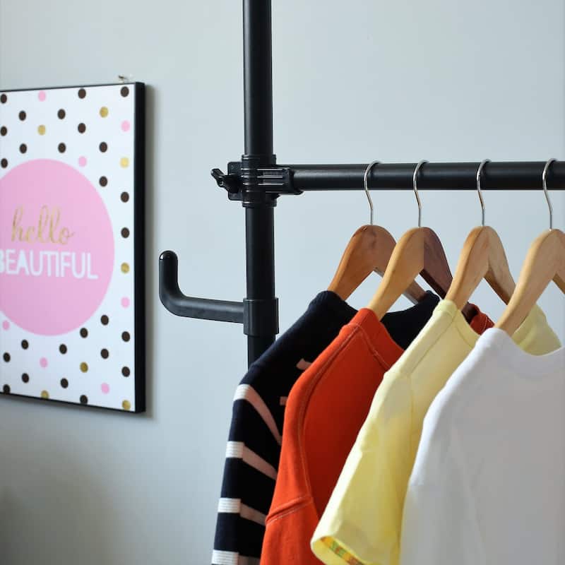 Double Clothing Rack, Adjustable Racks for Hanging Clothes, 2 Tier Clothes Heavy Duty Garment White Closet Freestanding System