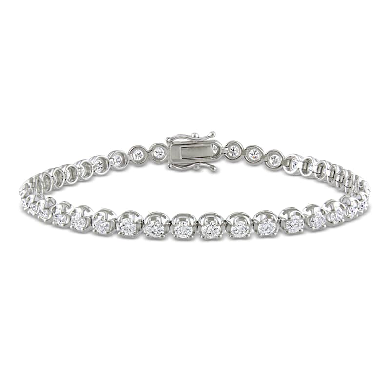 Miadora 14k White Gold Diamond Tennis Bracelet 1 1/3 to 6 1/10ct TDW - 4.1 Carats