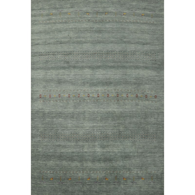 Hand Knotted Oriental 100% Wool Carpet Tribal Animal Pictorial Green Gabbeh Area Rug - 9' 11'' X 8' 4''