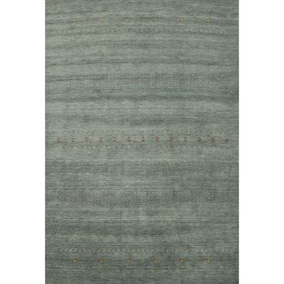 Hand Knotted Oriental 100% Wool Carpet Tribal Animal Pictorial Green Gabbeh Area Rug - 9' 11'' X 8' 4''
