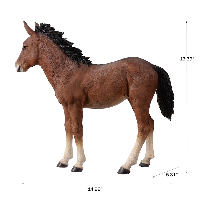 Standing Horse Outdoor Garden Statue - 15"