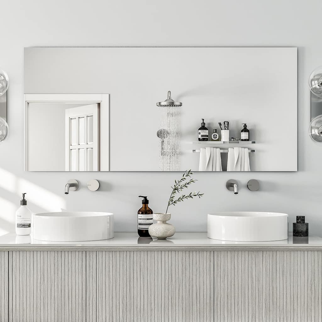 Eviva Sleek 55" x 30" Rectangular Modern Frameless Mirror - Clear