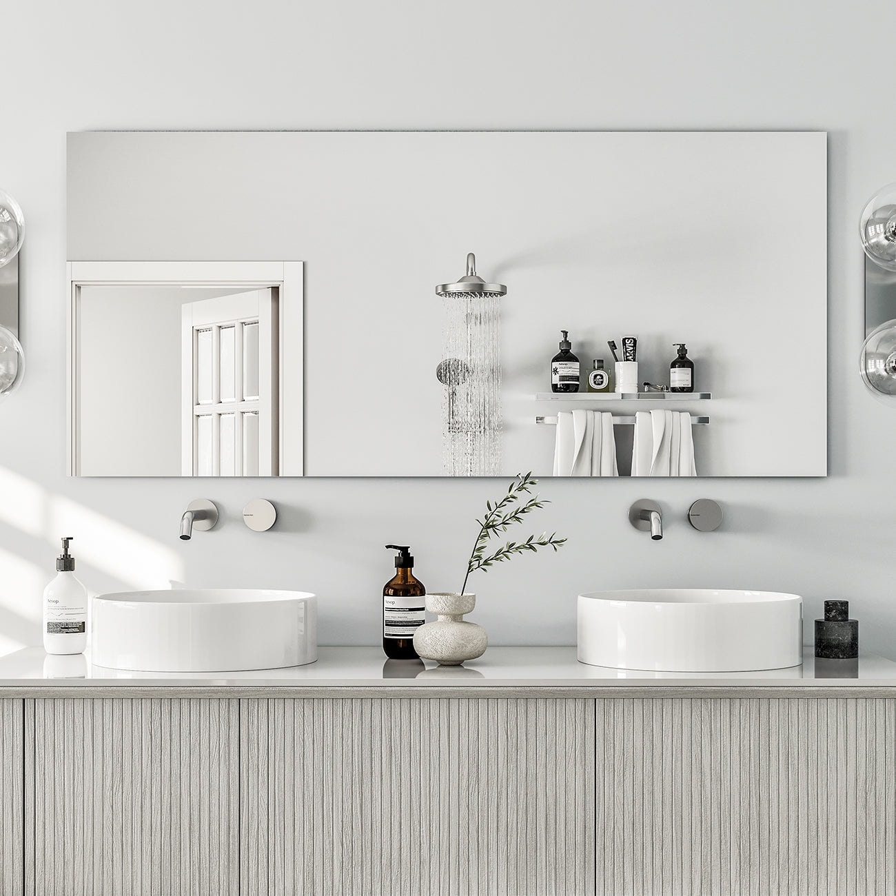 Eviva Sleek 55" x 30" Rectangular Modern Frameless Mirror - Clear