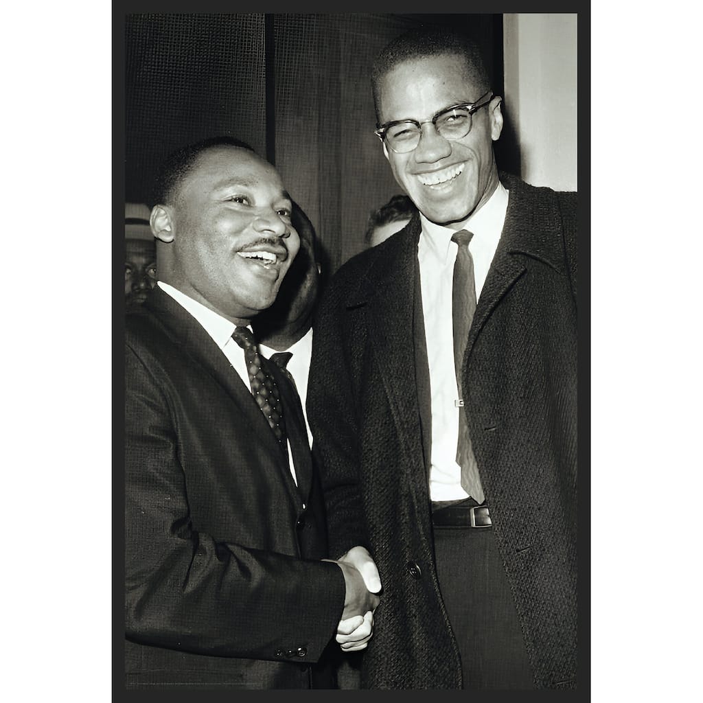 The Meeting - Malcolm & MLK Framed Art Poster - 24 x 36 Inch