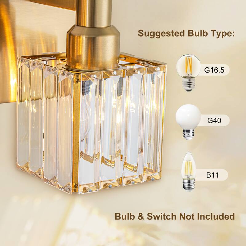 2/3/4-Light Modern Bathroom Crystal Vanity Light Wall Sconces