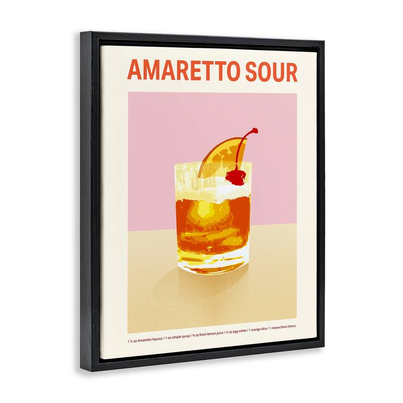 Stupell Amaretto Sour Classic Drink Framed Floater Canvas Wall Art Design By Victoria Barnes