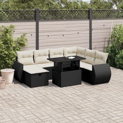 vidaXL Patio Sofa Set with Cushions Outdoor Furniture 8 Piece Poly Rattan