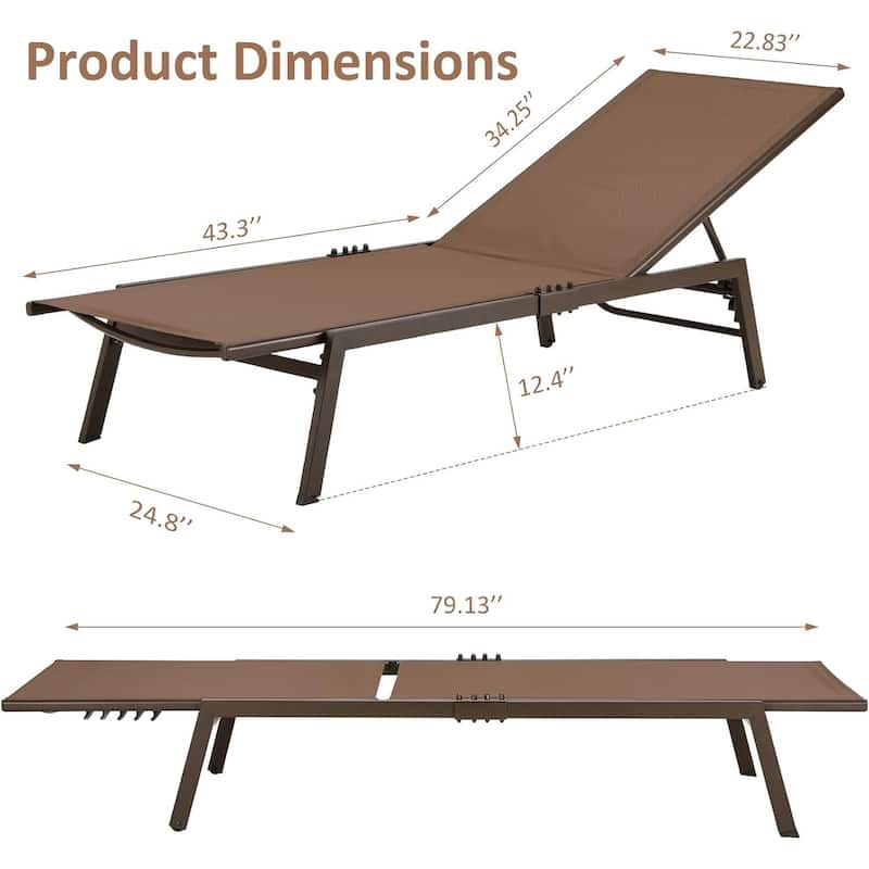 AECOJOY Adjustable Patio Aluminum Lounge Chairs for Outside