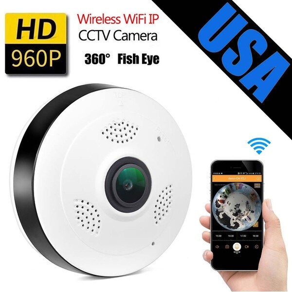 AGPtek Mini Wireless Wifi IP Camera 360 Degree Panoramic Fisheye Camera Two Way Audio 960P HD