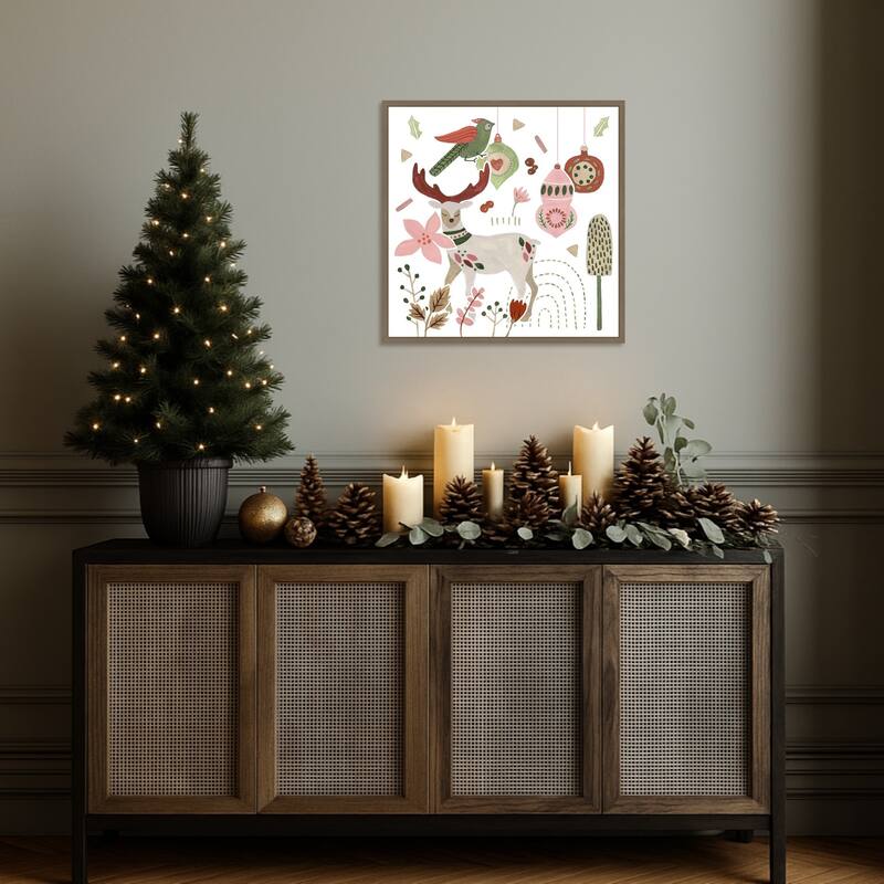 Reindeer Wishes V by Melissa Wang (22 x 22 in.), Framed Canvas Wall Art Print - Sylvie Dark Gold