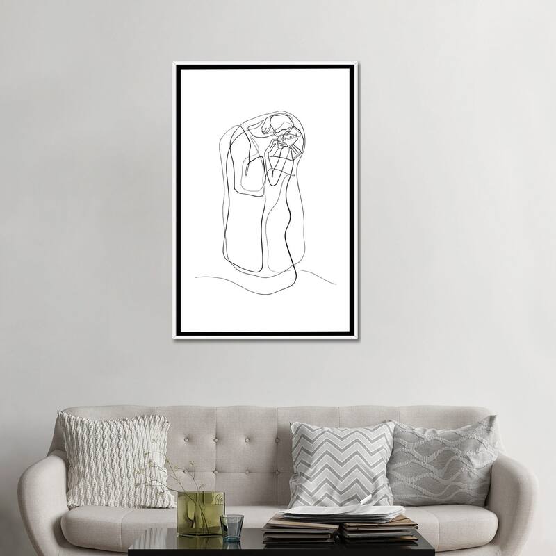 iCanvas "Gustav Klimt - The Kiss With One Line" by Dane Khy Framed Canvas Print