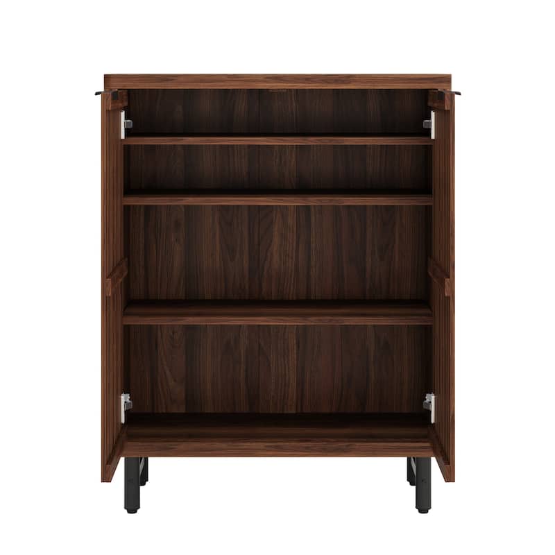 Wooden Bathroom Floor Cabinet, Adjustable Shelves Large Storage Sideboard Accent Cabinet for Bathroom Kitchen Living Room