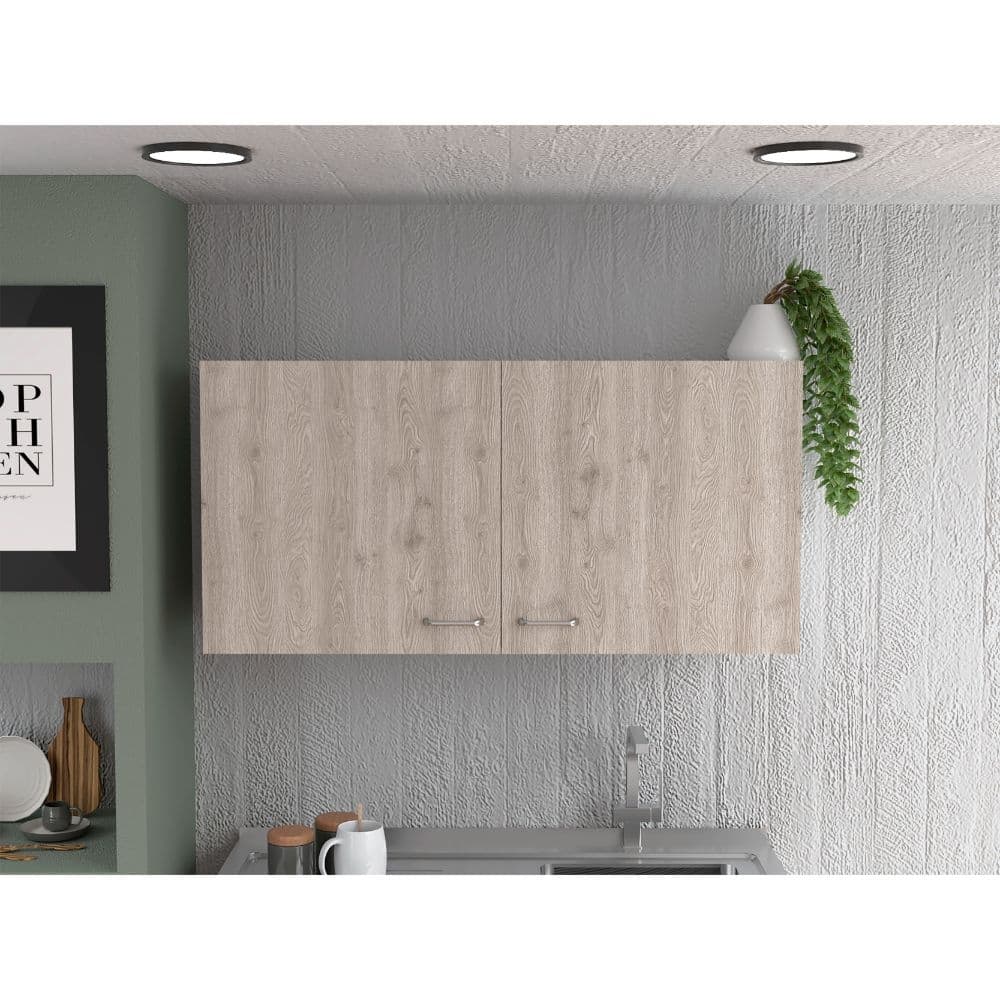 Napoles Wall Cabinet, Two Shelves, Double Door -White / Light Gray